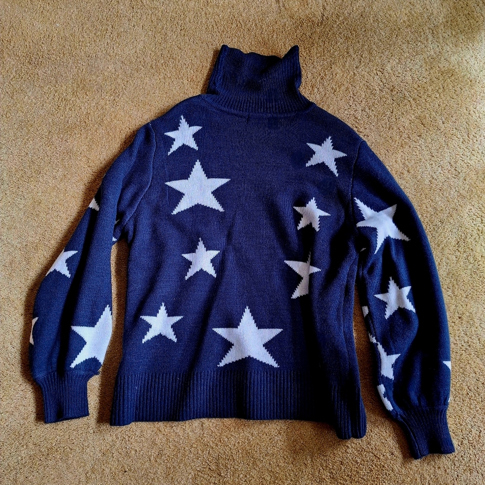 Zenana Blue Star Sweater - Picture 2 of 5